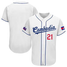 Load image into Gallery viewer, Cambodia Baseball Jersey White #21
