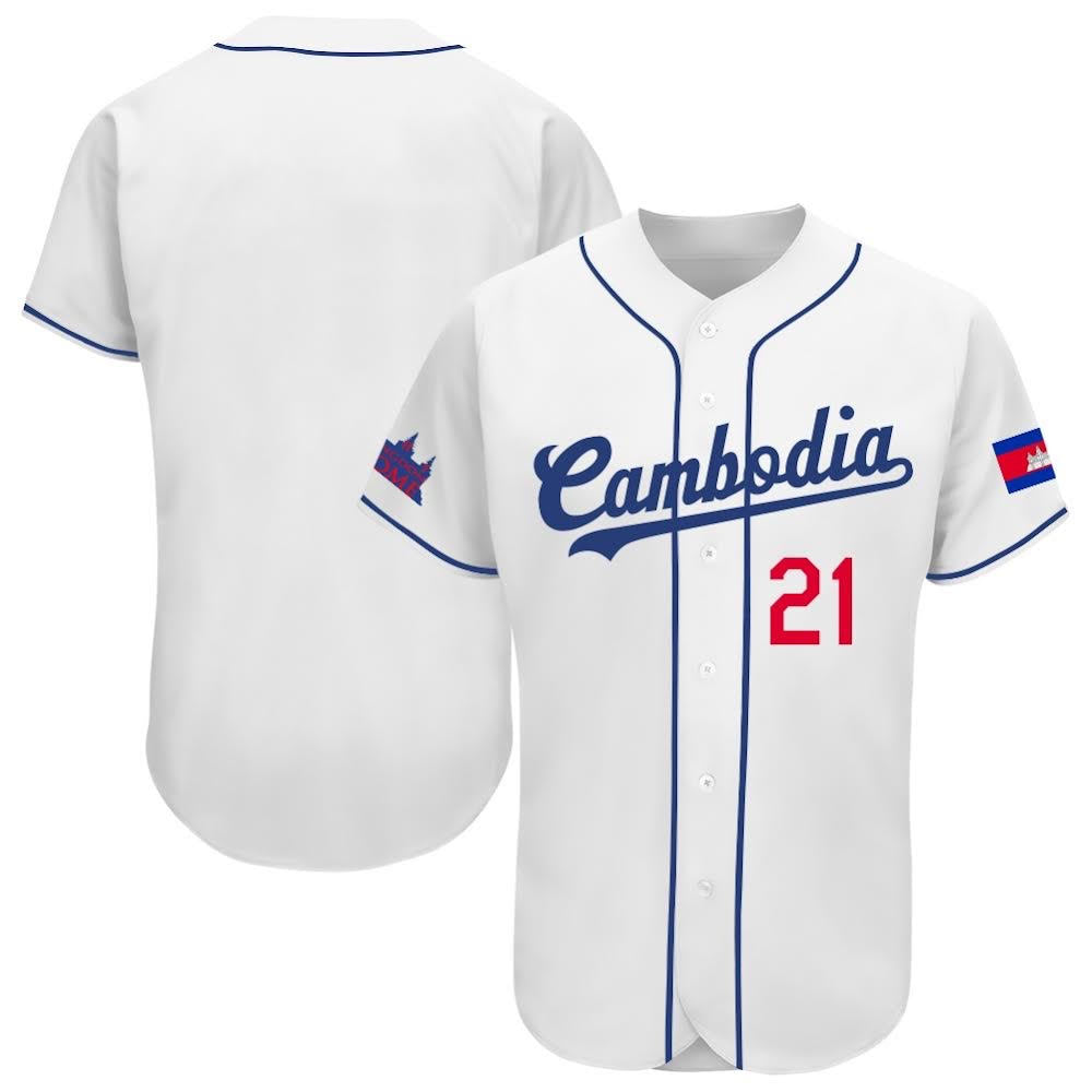Cambodia Baseball Jersey White #21