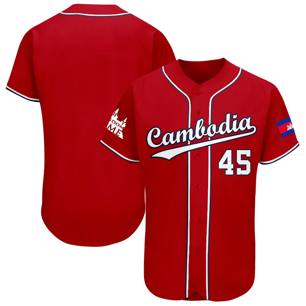 Cambodia Baseball Jersey Red #45